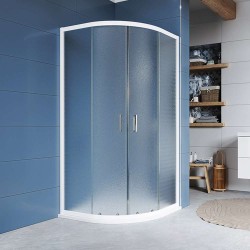 Mereo Sprchovací kút, Kora, štvrťkruh, R 550, zasúvací, 90x90 cm, biely ALU, sklo Grape (CK35101Z)