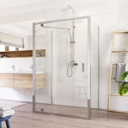 Mereo Sprchovací kút Lima, obdĺžnik do priestoru U, pivotový, 90x80x90 cm, chróm ALU, sklo Číre (CK87893K)