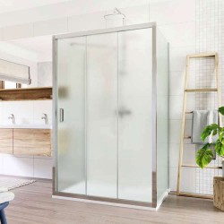 Mereo Sprchovací kút, Lima, obdĺžnik do priestoru U, trojdiel., zasun.,120x90x120 cm, chróm ALU,sklo Point (CK89622K)