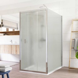 Mereo Sprchovací kút, Lima, obdĺžnik do priestoru U, trojdiel., zasun., 80x90x80 cm, chróm ALU, sklo Point (CK89662K)