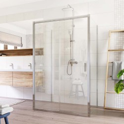 Mereo Sprchovací kút, Lima, obdĺžnik do priestoru U, zasúvací, 80x120x80 cm, chróm ALU, sklo Číre (CK85523K)