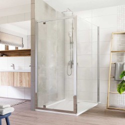 Mereo Sprchovací kút, Lima, obdĺžnik, pivotový, 80x90 cm, chróm ALU, sklo Číre (CK87993K)