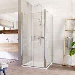 Mereo Sprchovací kút, Lima, štvorec, dvojkrídlový, lietací, 80x80 cm, chróm ALU, sklo Číre (CK86513K)