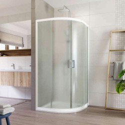 Mereo Sprchovací kút, Lima, štvrťkruh, R 550, zasúvací, 90x90 cm, biely ALU, sklo Point (CK608B02K)