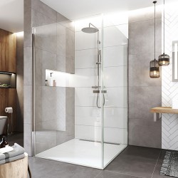 Mereo Sprchovací kút, Novea, štvorec, pivotový, 90x90 cm, chróm ALU, sklo Číre (CK12923ZVR)