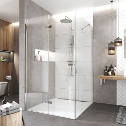 Mereo Sprchovací kút, Novea, štvorec, zalamovací, 80x80 cm, chróm ALU, sklo Číre, dv. ľavé a pevný diel (CK11813ZL)