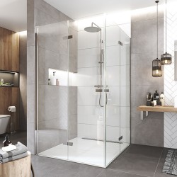 Mereo Sprchovací kút, Novea, štvorec, zalamovací, 90x90 cm, chróm ALU, sklo Číre (CK12823ZVR)