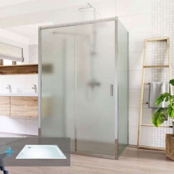 Mereo Sprchový set: LIMA, obdĺžnik, 100x120x100x190 cm, chróm ALU, sklo Point vr. vaničky liatý mramor (CK85542KM)