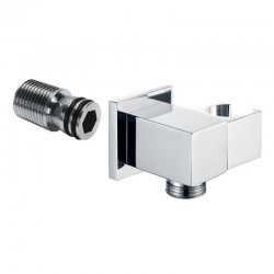 Mereo Stenový vývod s držiakom na sprchu, hranatý, pochrómovaná mosadz (CB700A)