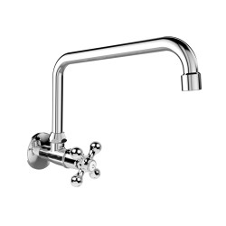 Mereo Umývadlový kohútik nástenný, Retro Viktoria, s ramienkom otočným o 18 mm - 230 mm, chróm (CBL70104)