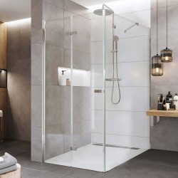 Mereo Zalamovací sprchový kút, Novea, obdĺžnik, 80x90 cm, chróm ALU, sklo Číre, dv. ľavé a pevný diel (CK12813ZL)