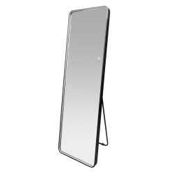 Mereo Zrkadlo hranaté 500x1700 mm, LED osvetlenie, závesné aj stojaté, čierny rám (CN188)