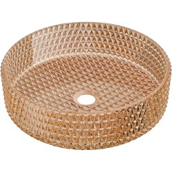 MEXEN - Aura sklenené umývadlo na dosku 39 x 39, ružové zlato (24013968)