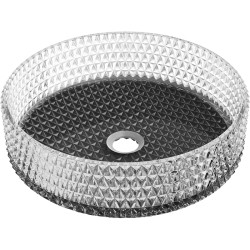 MEXEN - Aura sklenené umývadlo na dosku 39 x 39, transparent/čierna (24013971)