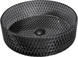 MEXEN - Aura sklenené umývadlo na dosku 39x39, čierna (24013970)