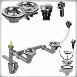 MEXEN - Automatický drezový sifón na 2 misku, nerez (66921-00)