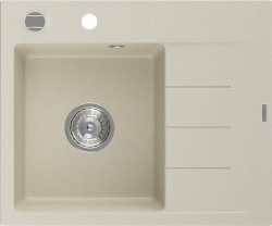 MEXEN - Ben granitový drez 1 s odkvapkávačom ľavý 600 x 500 mm, béžová, sifón chróm (6522605000-69)