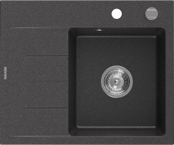 MEXEN - Ben granitový drez 1 s odkvapkávačom pravý 600 x 500 mm, čierna kropenatá, sifón chróm (6523605000-76)