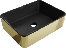 MEXEN - Catia umývadlo na dosku 48 x 37, čierna mat/zlatá (21314876)