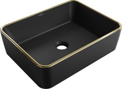 MEXEN - Catia umývadlo na dosku 48 x 37, čierna mat/zlatá linka (21314875)