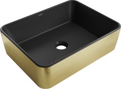 MEXEN - Catia umývadlo na dosku 48 x 37, čierna mat/zlatá vzor (21314877)
