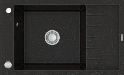 MEXEN - Elias granitový drez 1 misa drez s vypúšťaním krátky Board 795x480 mm, čierna / kovové zlato (6511791005-75)