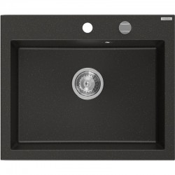 MEXEN - Elix granitový drez 1-miska 600 x 500 mm, čierna/zlatá metalik, sifón chróm (6525601005-75)