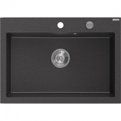 MEXEN - Elix granitový drez 1-miska 700 x 500 mm, čierna kropenatá, sifón chróm (6526701005-76)