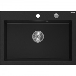 MEXEN - Elix granitový drez 1-miska 700 x 500 mm, čierna, sifón chróm (6526701005-77)