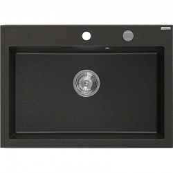MEXEN - Elix granitový drez 1-miska 700 x 500 mm, čierna/zlatá metalik, sifón chróm (6526701005-75)