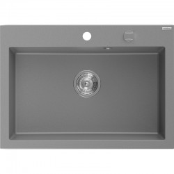 MEXEN - Elix granitový drez 1-miska 700 x 500 mm, sivý, sifón chróm (6526701005-71)