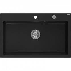 MEXEN - Elix granitový drez 1-miska 800 x 500 mm, čierna, sifón chróm (6527801005-77)