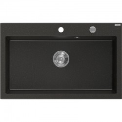 MEXEN - Elix granitový drez 1-miska 800 x 500 mm, čierna/zlatá metalik, sifón chróm (6527801005-75)