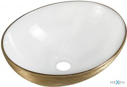 MEXEN - Elza umývadlo na dosku 40 x 33, biela/zlato dekor (21014017)