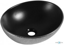 MEXEN - Elza umývadlo na dosku 40 x 33, čierna  mat/strieborná dekor (21014022)