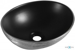 MEXEN - Elza umývadlo na dosku 40 x 33, čierna  mat/strieborná dekor (21014023)