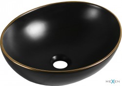 MEXEN - Elza umývadlo na dosku 40 x 33, čierna mat/zlatá hrana 1014025