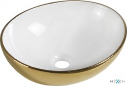 MEXEN - Elza umývadlo na dosku 40 x 33 cm, biela/zlato (21014006)