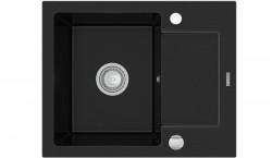 MEXEN - Enzo granitový drez 1-misa drez s vypúšťaním krátky Board 576x465 mm, čierna (6506571005-77)