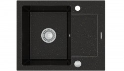 MEXEN - Enzo granitový drez 1-misa drez s vypúšťaním krátky Board 576x465 mm, čierna / kovové zlato (6506571005-75)