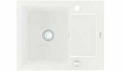 MEXEN - Enzo granitový drez 1-misa drez s vypúšťaním krátky odkvapkávač 576x465 mm, biela (6506571005-20) 2.akosť