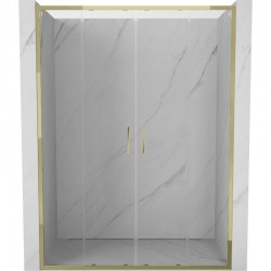 MEXEN - Exo dvojité posuvné sprchové dvere 160, transparent, zlatá (8152-160-000-50-00)