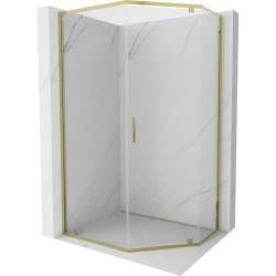 MEXEN - Exo sprchovací kút päťboký krídlový 100 x 80, transparent, zlato (812-100-080-50-00)
