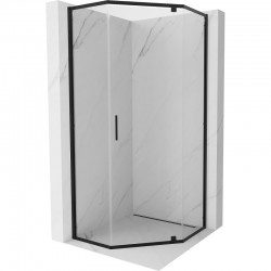 MEXEN - Exo sprchovací kút päťboký krídlový 80 x 80, transparent, čierna (812-080-080-70-00)