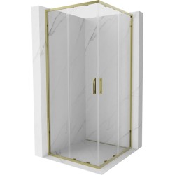 MEXEN - Exo štvorcový posuvný sprchovací kút 85 x 85, transparent, zlato (8111-085-085-50-00)