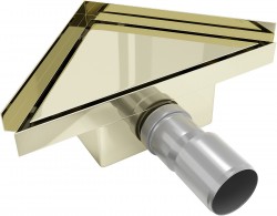 MEXEN - Flat rohový podlahový žľab 20 x 20, zlatá (1510320)