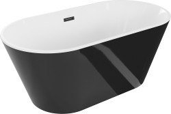 MEXEN - Flavia vaňa voľne stojaca 150x75 cm, biela/čierna, čierny sifón (54031507575-B)