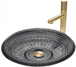 MEXEN - Heba sklenené umývadlo na dosku 45x45, čierna (24064570)