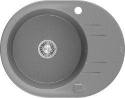 MEXEN - Kevin granitový drez 1 s odkvapkávačom 586x458 mm, sivý, sifón chróm (6517581005-71)