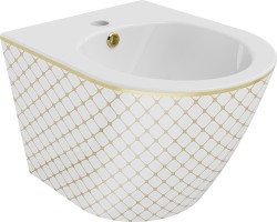 MEXEN - Lena bidet závesný, biela/zlatá vzor (35224809)